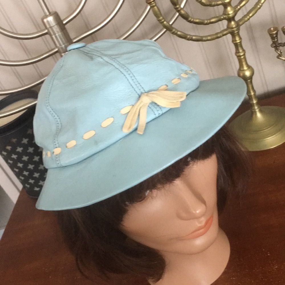 Vintage MILFUR Blue Leather Hat